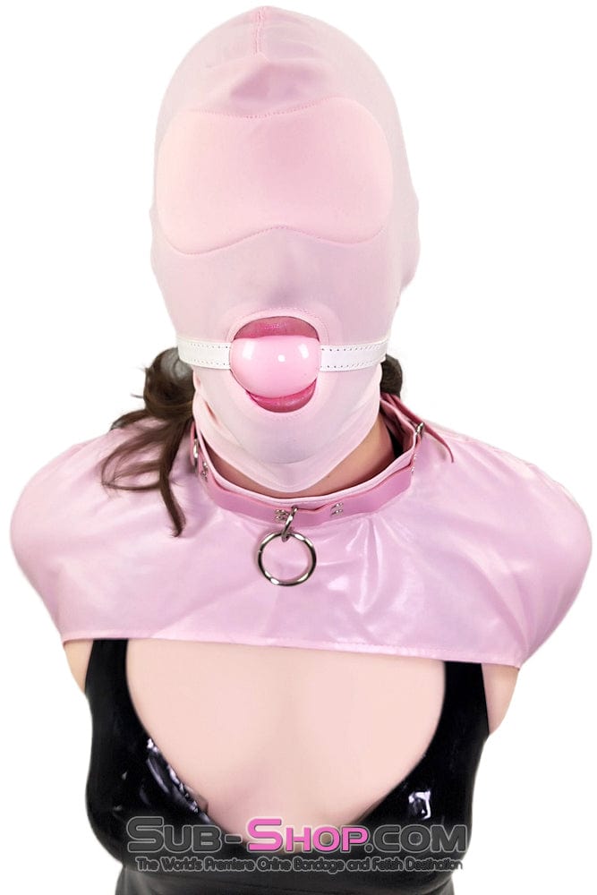 0445DL-SIS      Large Pink Pretty Sissy Slave Rubber Ballgag on BDSM Mistress White Strap Sissy   , Sub-Shop.com Bondage and Fetish Superstore