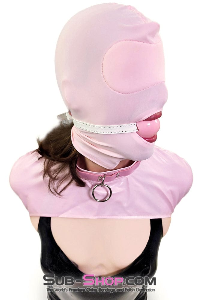 0445DL-SIS      Large Pink Pretty Sissy Slave Rubber Ballgag on BDSM Mistress White Strap Sissy   , Sub-Shop.com Bondage and Fetish Superstore