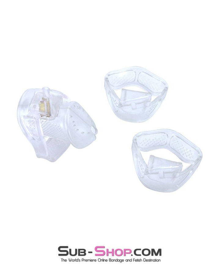 1305AR      Mistresses Little Slave Short Clear High Security Ventilated Locking Male Chastity Device - MEGA Deal MEGA Deal   , Sub-Shop.com Bondage and Fetish Superstore