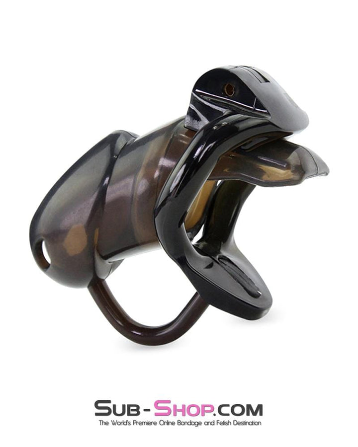 1335AR-SIS      Sissy Bimbo Boy Long Black Cock Blocker Silicone Locking Male Chastity with Ball Divider Sissy   , Sub-Shop.com Bondage and Fetish Superstore