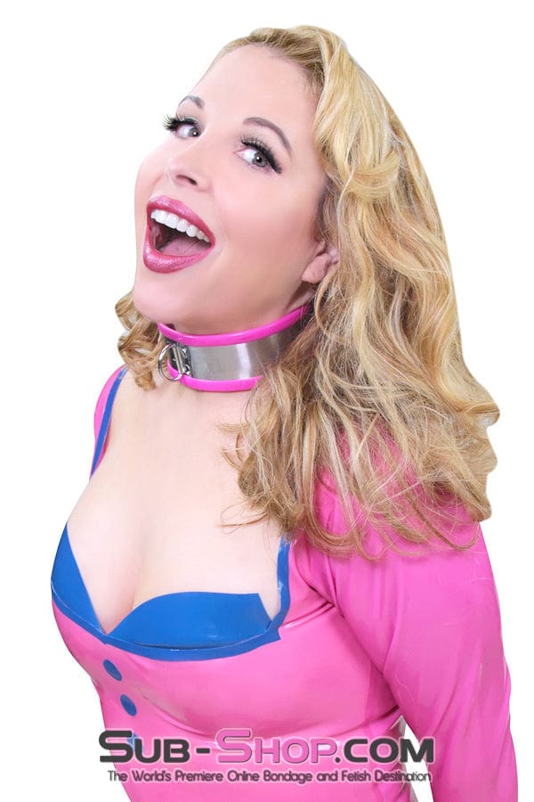 1417R      Pink Rubber Lined Locking Stainless Steel Collar - MEGA Deal MEGA Deal   , Sub-Shop.com Bondage and Fetish Superstore