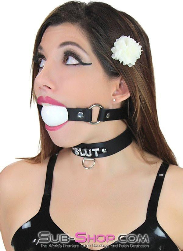 1456A   Code of Silence Locking Ball Gag Strap, White Gags   , Sub-Shop.com Bondage and Fetish Superstore