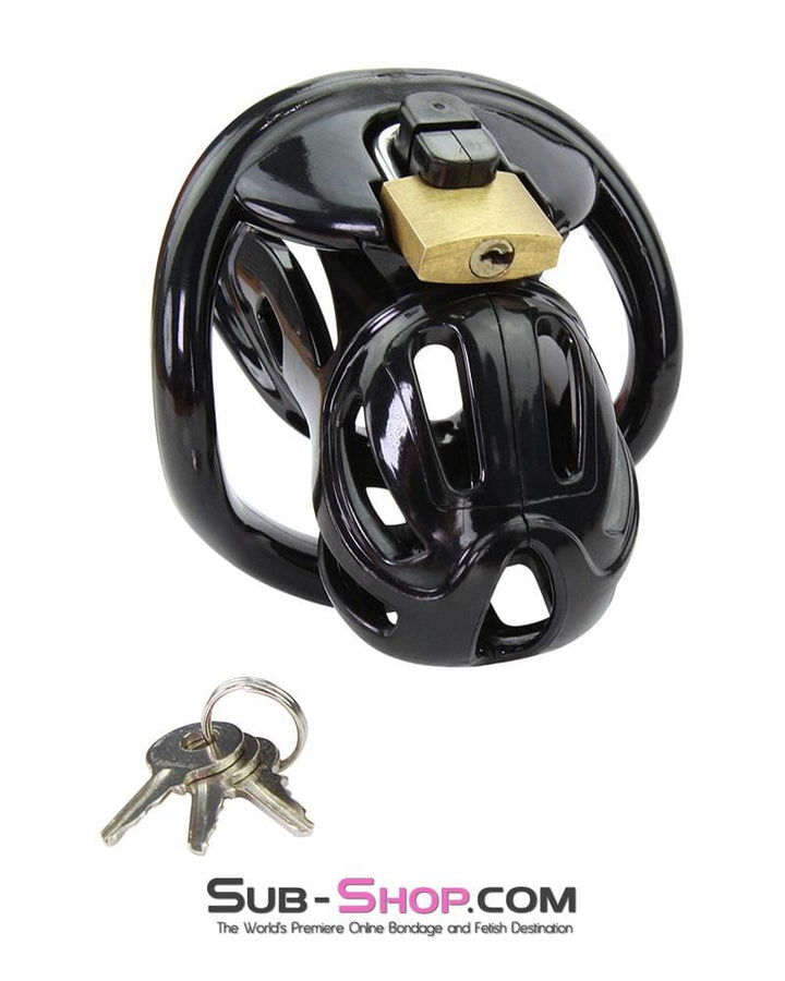 1556AR      Short Jailhouse Cock Black Locking Male Chastity Cage Chastity   , Sub-Shop.com Bondage and Fetish Superstore