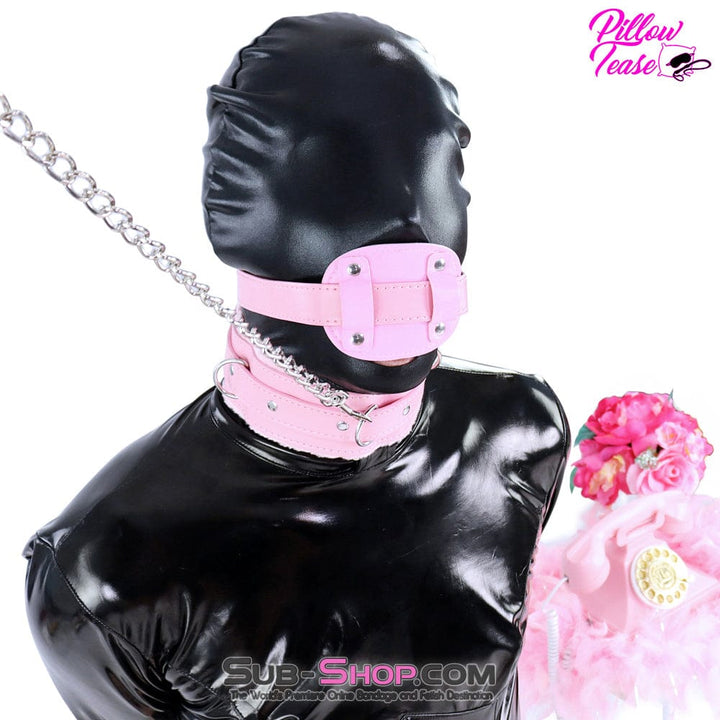 1582DL-SIS      Plush Pink Fur Lined Sissy Boi Bondage Collar and Dungeon Mistress Leash Sissy   , Sub-Shop.com Bondage and Fetish Superstore