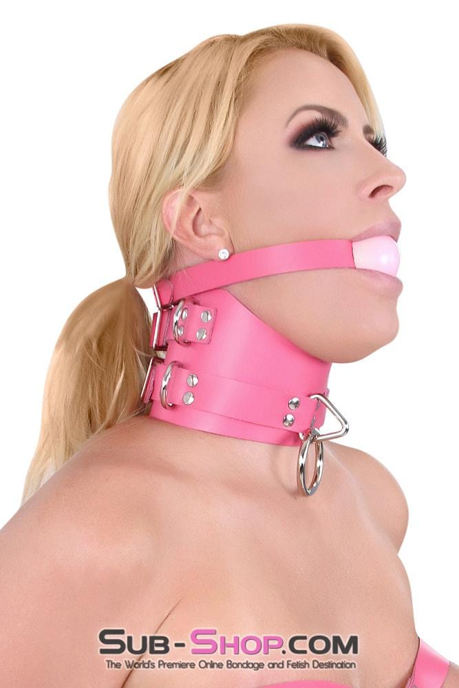 2541A      Hot Pink Classic Leather Ball Gag Strap, Candy Pop Pink Ball Gags   , Sub-Shop.com Bondage and Fetish Superstore