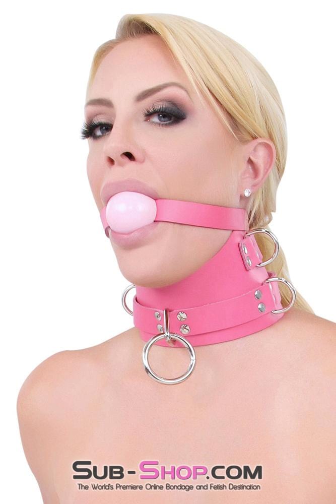 2541A      Hot Pink Classic Leather Ball Gag Strap, Candy Pop Pink Ball Gags   , Sub-Shop.com Bondage and Fetish Superstore