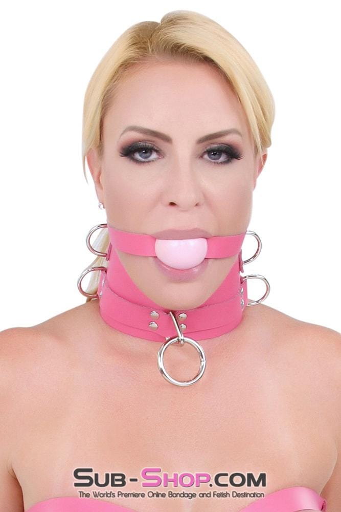 2541A      Hot Pink Classic Leather Ball Gag Strap, Candy Pop Pink Ball Gags   , Sub-Shop.com Bondage and Fetish Superstore