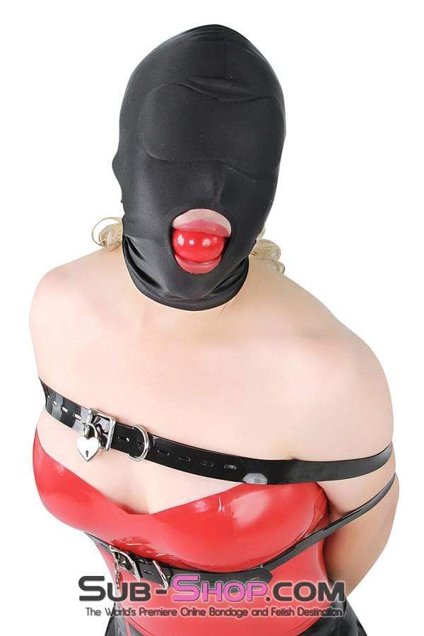 1698DL      Spandex Open Mouth Trainer Hood with Sewn In Blindfold Hoods   , Sub-Shop.com Bondage and Fetish Superstore