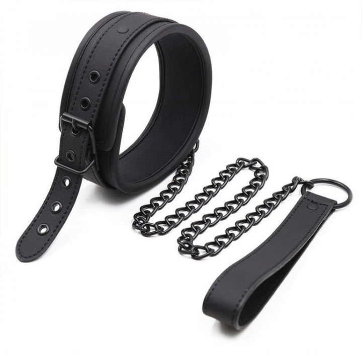 1717MQ      Film Noir Blackout Lined Bondage Collar with Leash Set Collar   , Sub-Shop.com Bondage and Fetish Superstore