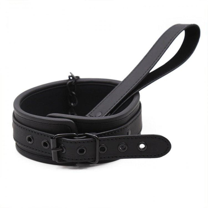 1717MQ      Film Noir Blackout Lined Bondage Collar with Leash Set Collar   , Sub-Shop.com Bondage and Fetish Superstore