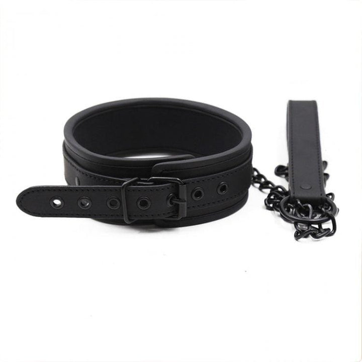 1717MQ      Film Noir Blackout Lined Bondage Collar with Leash Set Collar   , Sub-Shop.com Bondage and Fetish Superstore