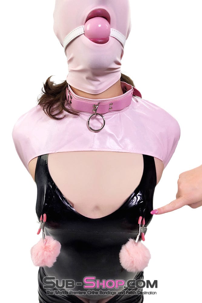 0445DL-SIS      Large Pink Pretty Sissy Slave Rubber Ballgag on BDSM Mistress White Strap Sissy   , Sub-Shop.com Bondage and Fetish Superstore