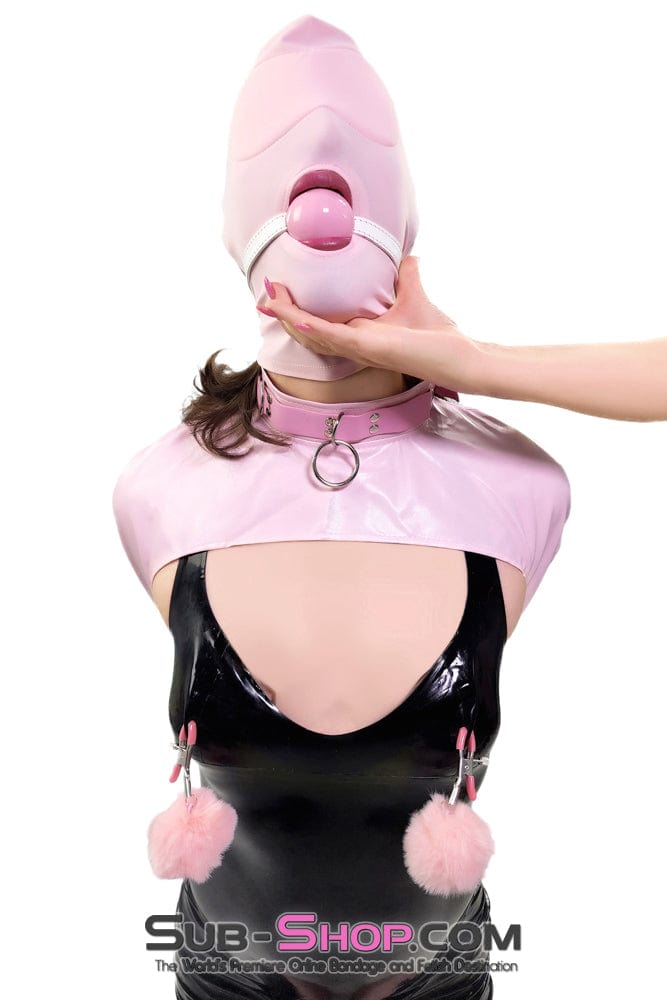 0445DL-SIS      Large Pink Pretty Sissy Slave Rubber Ballgag on BDSM Mistress White Strap Sissy   , Sub-Shop.com Bondage and Fetish Superstore