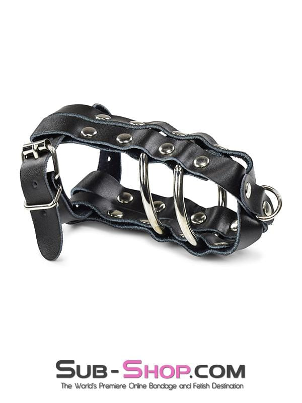 1797DL       Lockable Leather Cock & Balls Cage with Lead Ring Tip Cock Cage   , Sub-Shop.com Bondage and Fetish Superstore