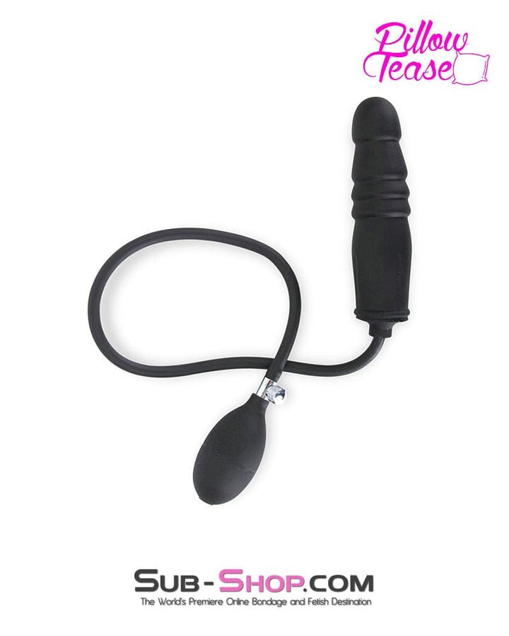 1820MQ      Inflatable Ribbed Black Rubber Dildo Dildo   , Sub-Shop.com Bondage and Fetish Superstore