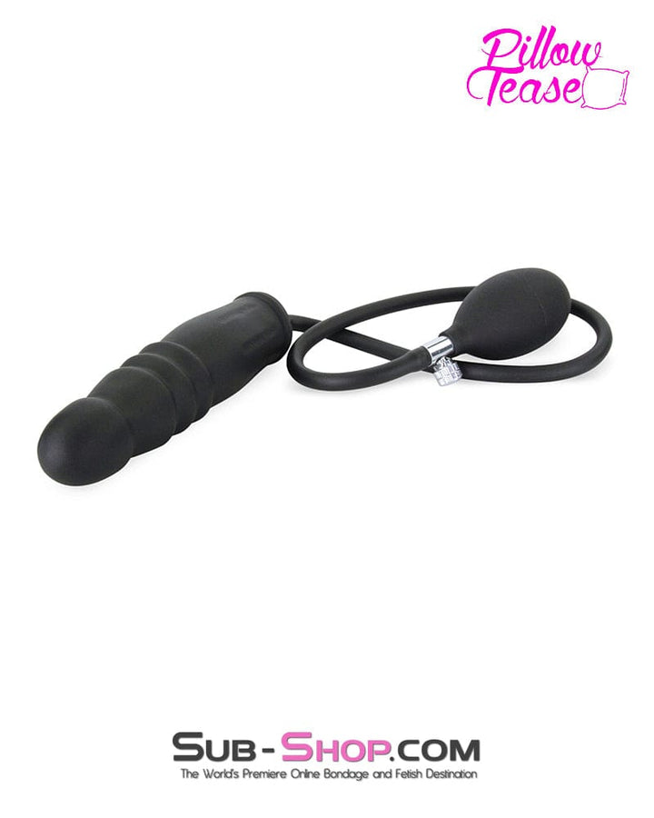 1820MQ      Inflatable Ribbed Black Rubber Dildo Dildo   , Sub-Shop.com Bondage and Fetish Superstore