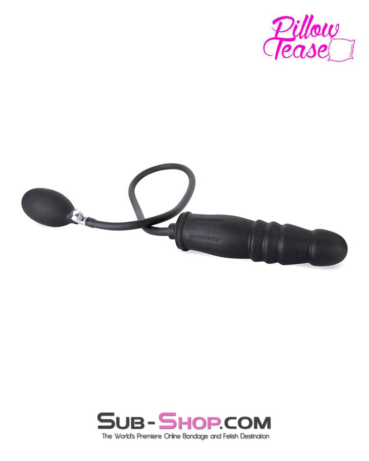 1820MQ      Inflatable Ribbed Black Rubber Dildo Dildo   , Sub-Shop.com Bondage and Fetish Superstore