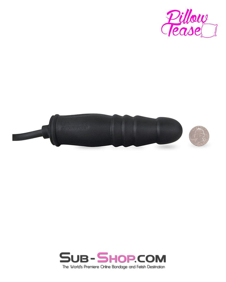 1820MQ      Inflatable Ribbed Black Rubber Dildo Dildo   , Sub-Shop.com Bondage and Fetish Superstore