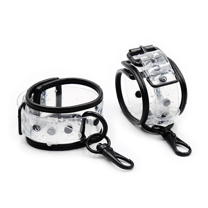 1830MQ      Clearly Comfy Ankle Cuffs with Black Hardware, Padded Edge and Connection Clips Cuffs   , Sub-Shop.com Bondage and Fetish Superstore