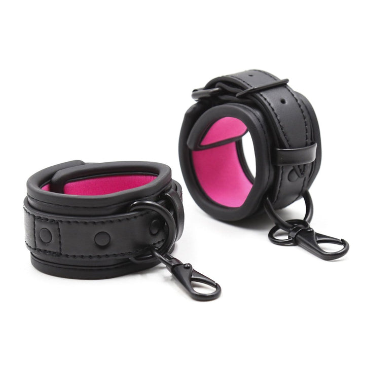 1871MQ      Blackout Padded Wrist Cuffs with Clips and Soft Pink Neoprene Lining Cuffs   , Sub-Shop.com Bondage and Fetish Superstore