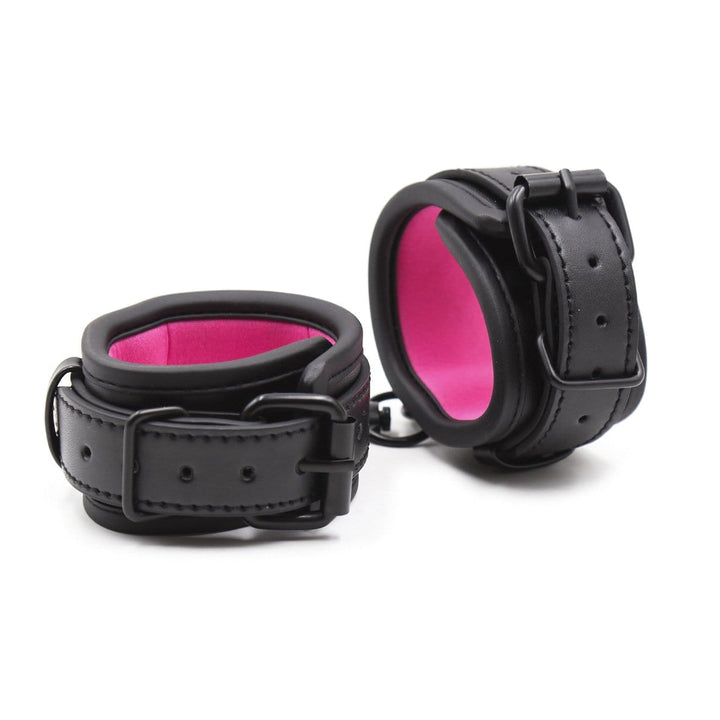 1871MQ      Blackout Padded Wrist Cuffs with Clips and Soft Pink Neoprene Lining Cuffs   , Sub-Shop.com Bondage and Fetish Superstore