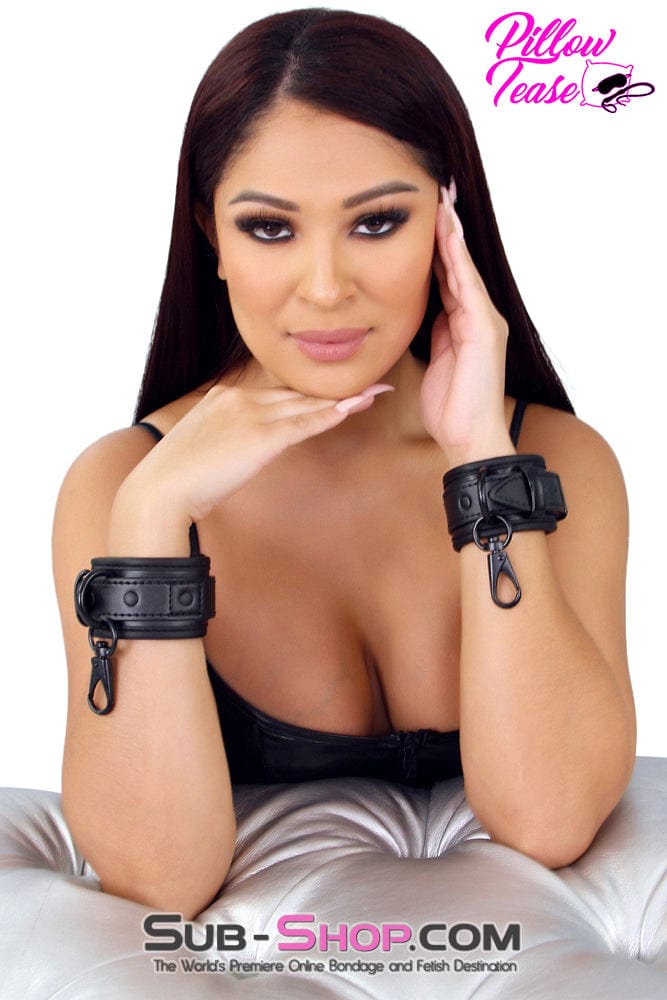 1871MQ      Blackout Padded Wrist Cuffs with Clips and Soft Pink Neoprene Lining Cuffs   , Sub-Shop.com Bondage and Fetish Superstore