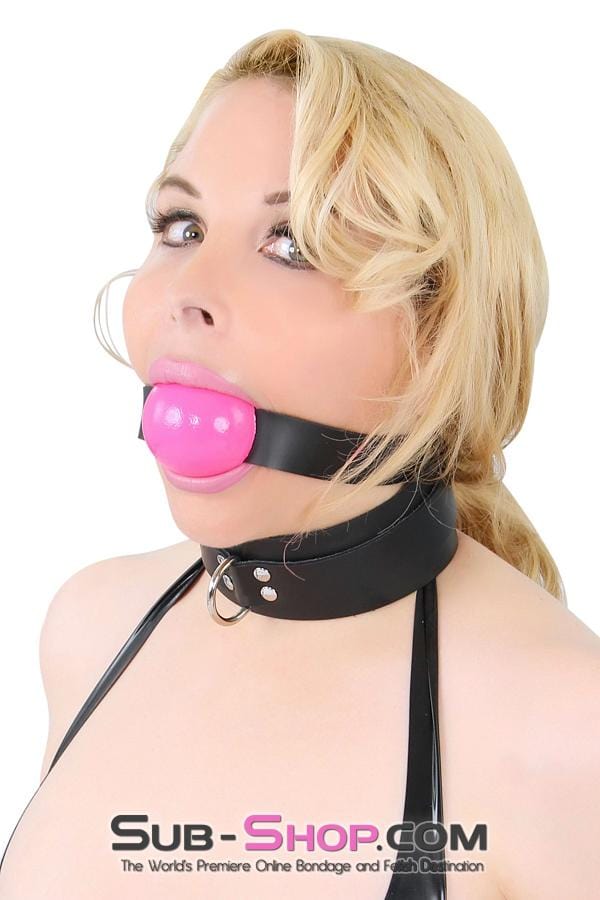 1880A-SIS      Sissy Boi Bondage Gear 2" Sissy Humiliation Large Ball Gag, Bright Pink Sissy   , Sub-Shop.com Bondage and Fetish Superstore