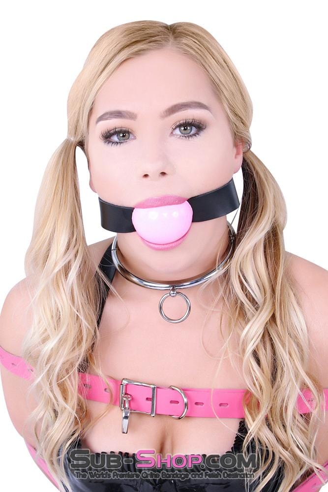 1880A-SIS      Sissy Boi Bondage Gear 2" Sissy Humiliation Large Ball Gag, Bright Pink Sissy   , Sub-Shop.com Bondage and Fetish Superstore