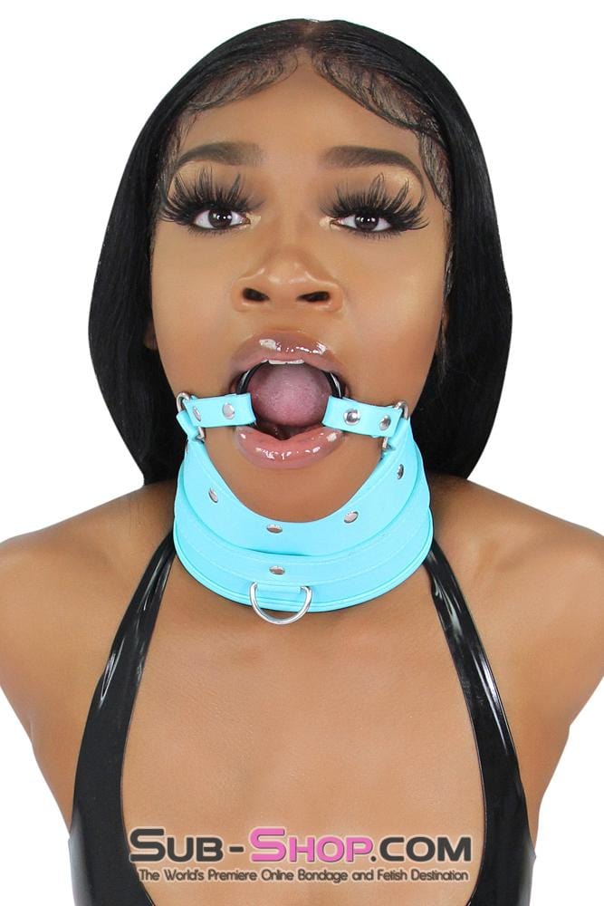 1882MQ      Diamond Blue Posture Collar with Ring Gag Collar   , Sub-Shop.com Bondage and Fetish Superstore