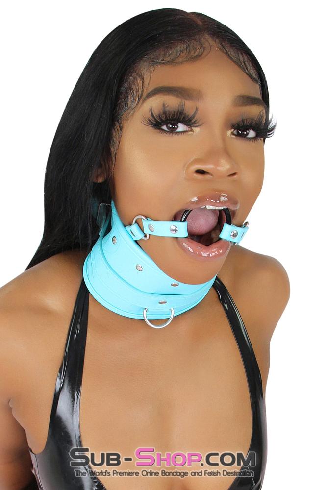 1882MQ      Diamond Blue Posture Collar with Ring Gag Collar   , Sub-Shop.com Bondage and Fetish Superstore