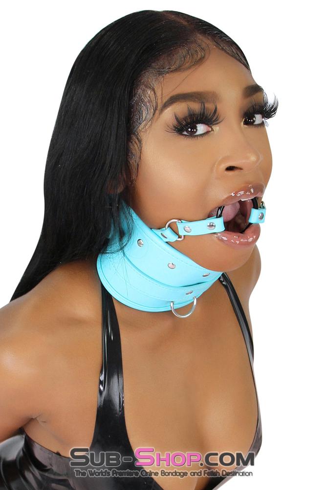 1882MQ      Diamond Blue Posture Collar with Ring Gag Collar   , Sub-Shop.com Bondage and Fetish Superstore