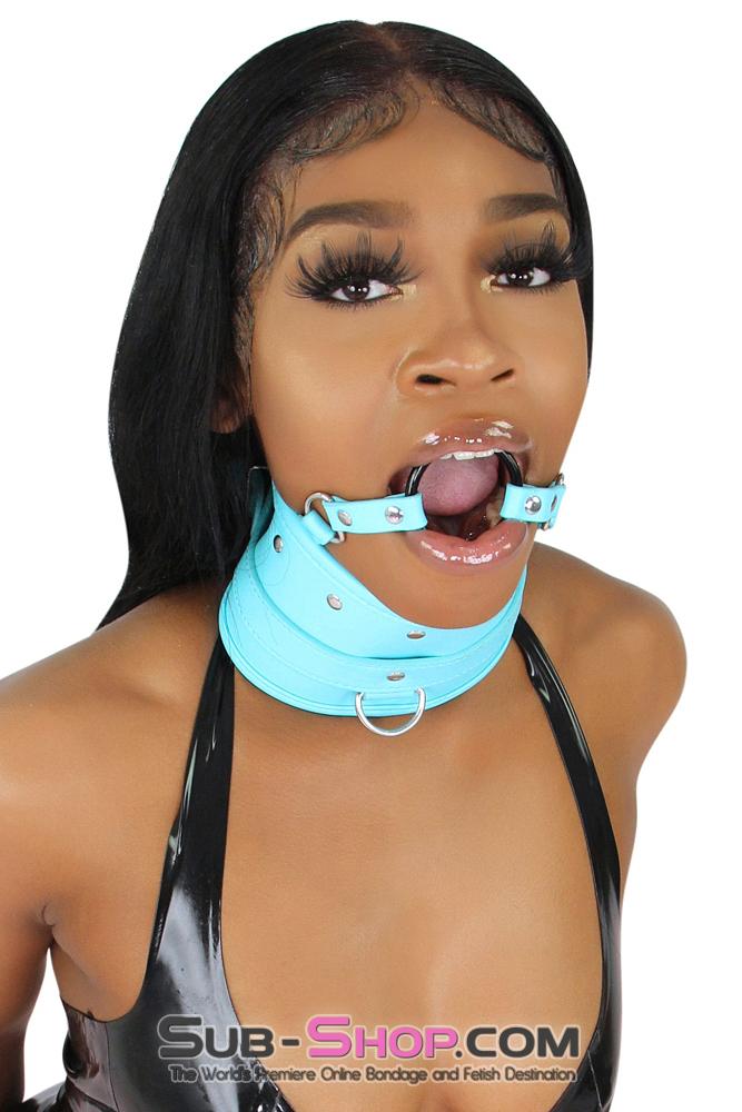 1882MQ      Diamond Blue Posture Collar with Ring Gag Collar   , Sub-Shop.com Bondage and Fetish Superstore