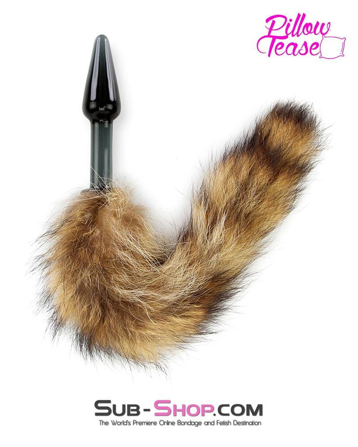 0191E      Black Glass Fox Tail Pet Play Butt Plug - LAST CHANCE - Final Closeout! MEGA Deal   , Sub-Shop.com Bondage and Fetish Superstore