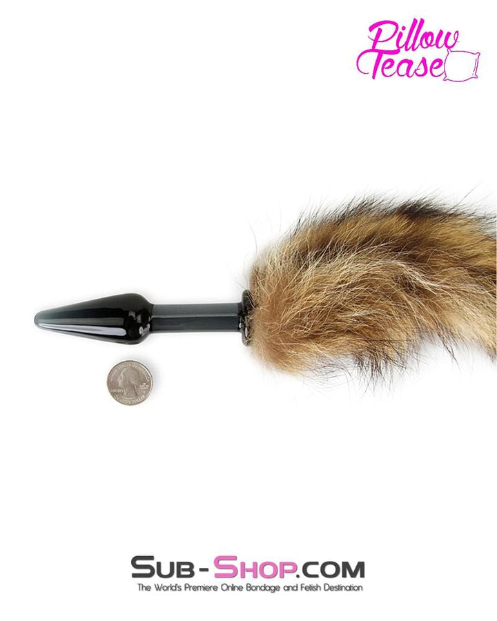 0191E      Black Glass Fox Tail Pet Play Butt Plug - LAST CHANCE - Final Closeout! MEGA Deal   , Sub-Shop.com Bondage and Fetish Superstore