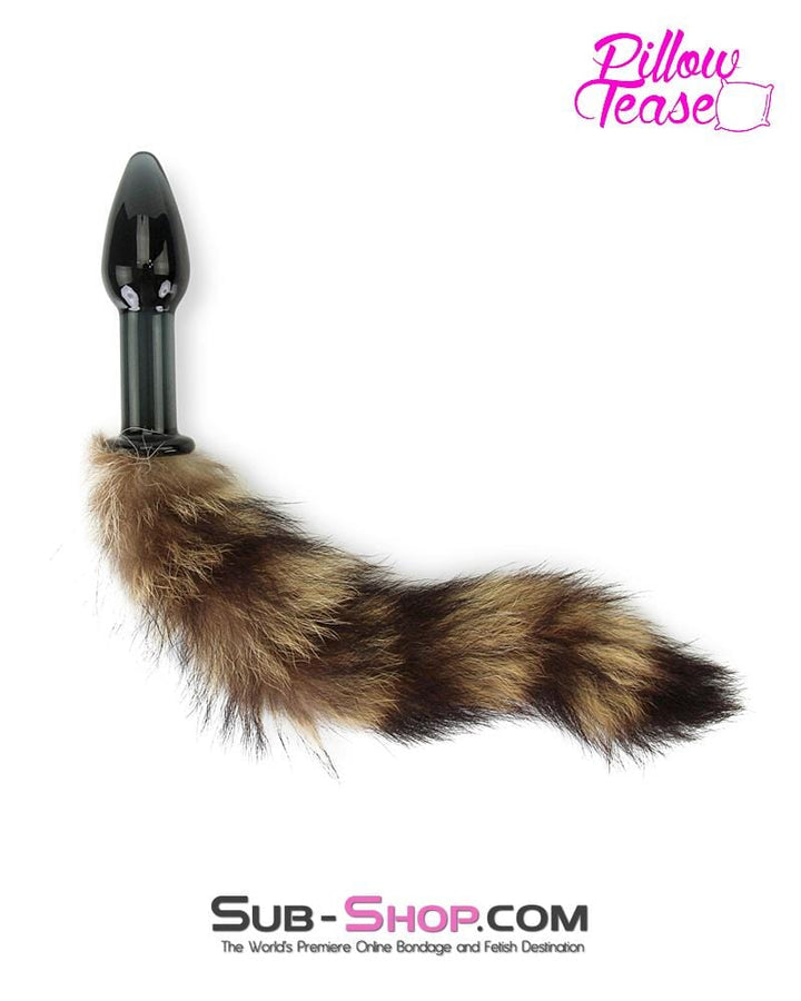 0199E      Foxy Ass Black Glass Fox Tail Pet Play Butt Plug - LAST CHANCE - Final Closeout! MEGA Deal   , Sub-Shop.com Bondage and Fetish Superstore