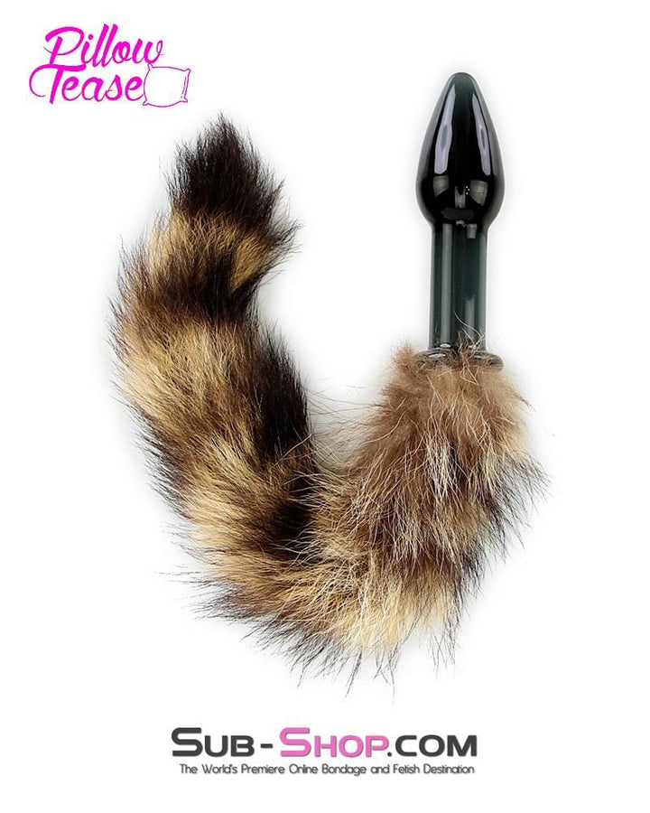 0199E      Foxy Ass Black Glass Fox Tail Pet Play Butt Plug - LAST CHANCE - Final Closeout! MEGA Deal   , Sub-Shop.com Bondage and Fetish Superstore