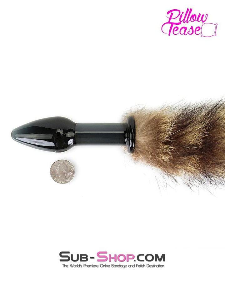 0199E      Foxy Ass Black Glass Fox Tail Pet Play Butt Plug - LAST CHANCE - Final Closeout! MEGA Deal   , Sub-Shop.com Bondage and Fetish Superstore