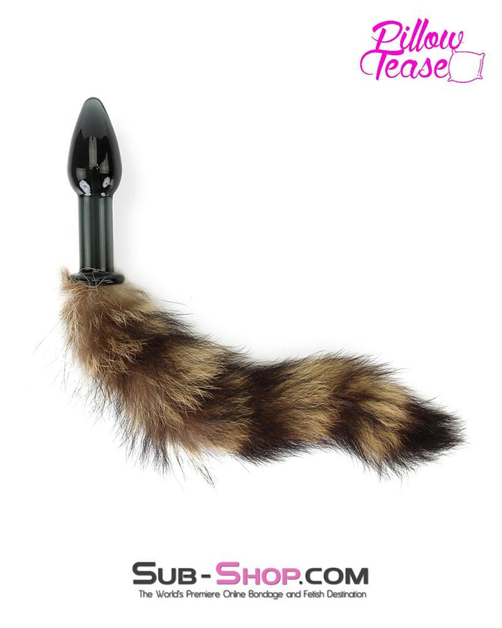 0199E      Foxy Ass Black Glass Fox Tail Pet Play Butt Plug - LAST CHANCE - Final Closeout! MEGA Deal   , Sub-Shop.com Bondage and Fetish Superstore