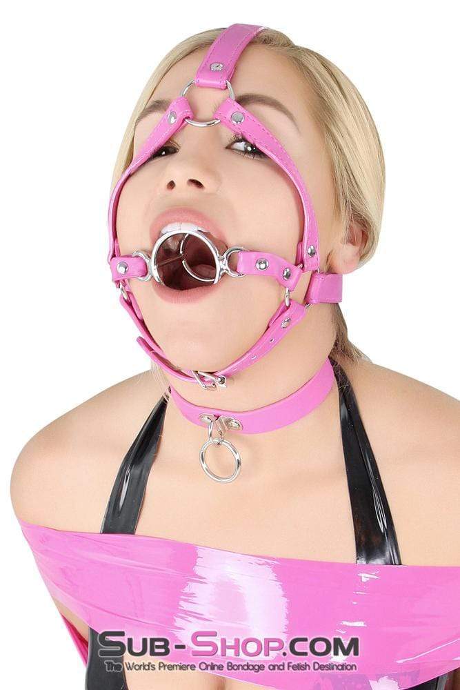 0210DL-SIS      Sissy Slave Sissy Maid Slut Hot Pink Tongue Depressor Double Ring Gag Trainer Sissy   , Sub-Shop.com Bondage and Fetish Superstore