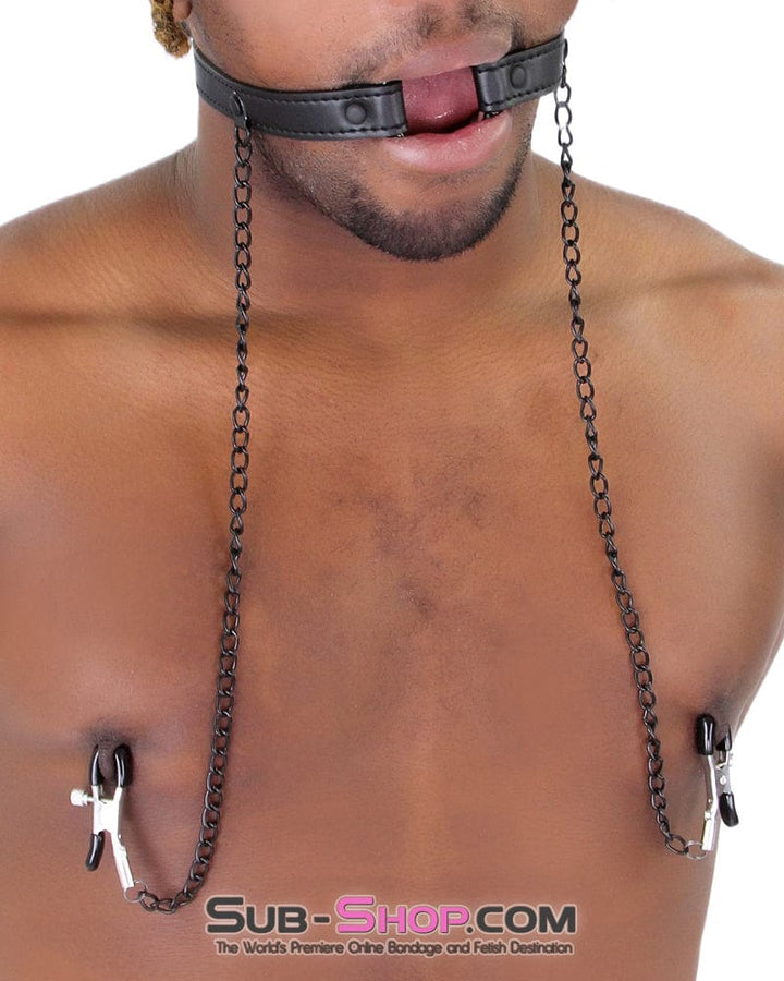 2258MQ      Oh-My Ring Gag with Black Wicked Nipple Clamps Set - MEGA Deal MEGA Deal   , Sub-Shop.com Bondage and Fetish Superstore