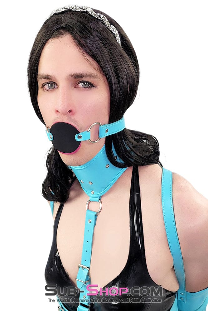 2362DL-SIS      Blow Job Trainer Sissy Training Locking Diamond Blue Silicone Pretty Sissy Slave Penis Gag Sissy   , Sub-Shop.com Bondage and Fetish Superstore