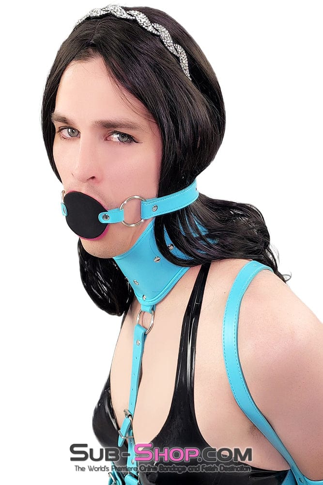 2362DL-SIS      Blow Job Trainer Sissy Training Locking Diamond Blue Silicone Pretty Sissy Slave Penis Gag Sissy   , Sub-Shop.com Bondage and Fetish Superstore