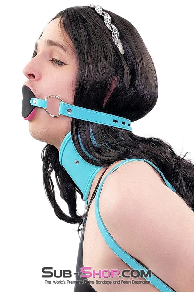 2362DL-SIS      Blow Job Trainer Sissy Training Locking Diamond Blue Silicone Pretty Sissy Slave Penis Gag Sissy   , Sub-Shop.com Bondage and Fetish Superstore