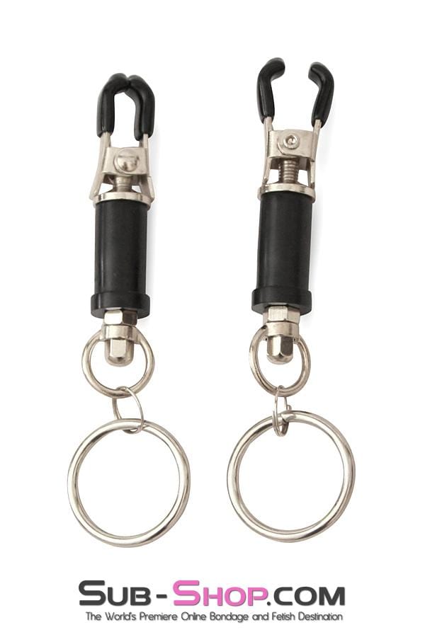 2368M-SIS      Pretty Sissy Trainer Barrel Style Twist Closure Cock and Ball Clamps with Weight Sissy Mistress Hanging Rings Sissy   , Sub-Shop.com Bondage and Fetish Superstore