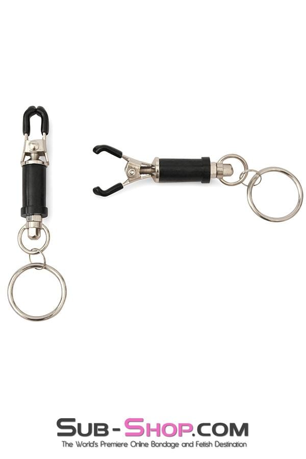 2368M-SIS      Pretty Sissy Trainer Barrel Style Twist Closure Cock and Ball Clamps with Weight Sissy Mistress Hanging Rings Sissy   , Sub-Shop.com Bondage and Fetish Superstore