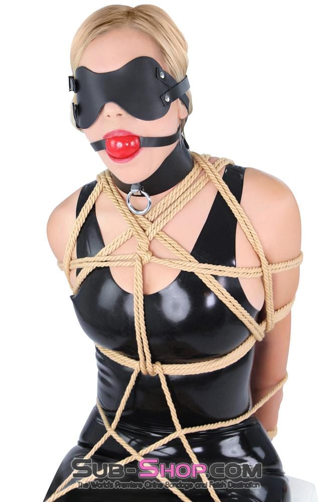 2430A      Lights Out Black Leather Blindfold Blindfold   , Sub-Shop.com Bondage and Fetish Superstore