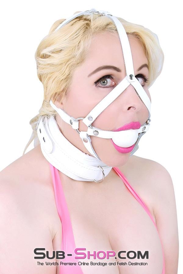 7251RS      Corrupt Me White Padded Bondage Collar and Leash Set Collar   , Sub-Shop.com Bondage and Fetish Superstore