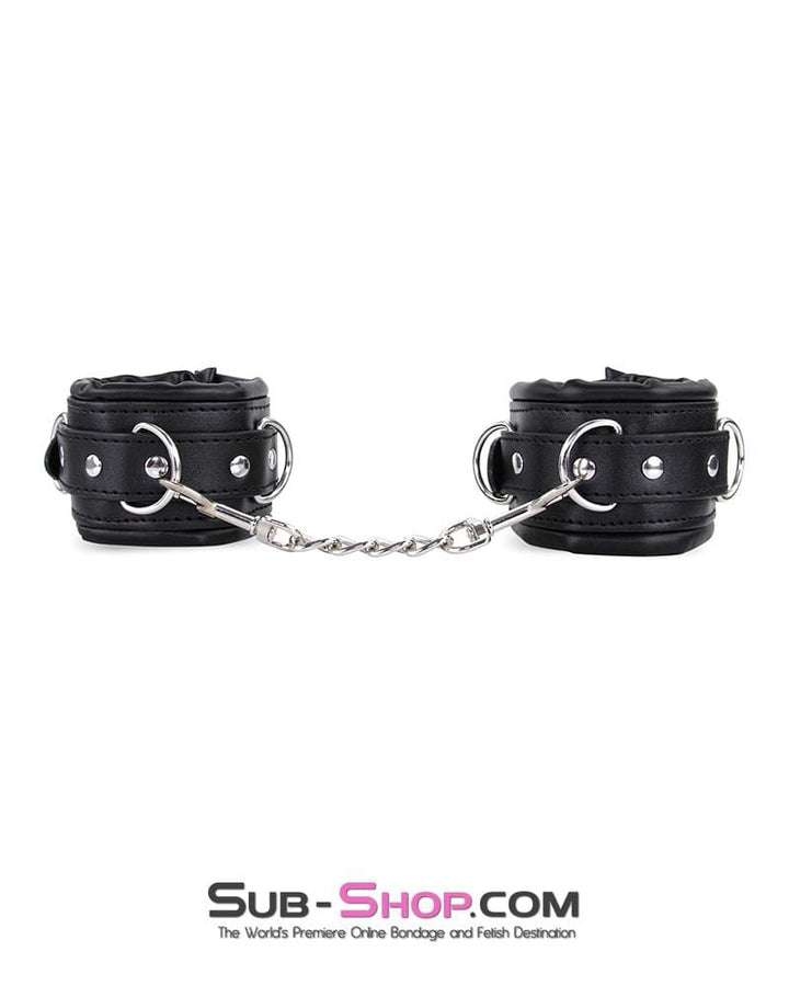 2476MQ      Padded Lined Locking Black Wrist Cuffs Cuffs   , Sub-Shop.com Bondage and Fetish Superstore