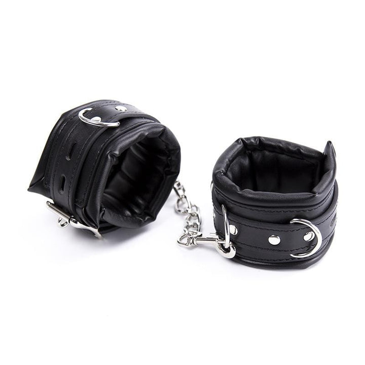 2476MQ      Padded Lined Locking Black Wrist Cuffs Cuffs   , Sub-Shop.com Bondage and Fetish Superstore