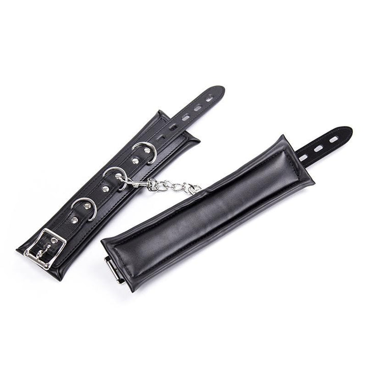 2476MQ      Padded Lined Locking Black Wrist Cuffs Cuffs   , Sub-Shop.com Bondage and Fetish Superstore